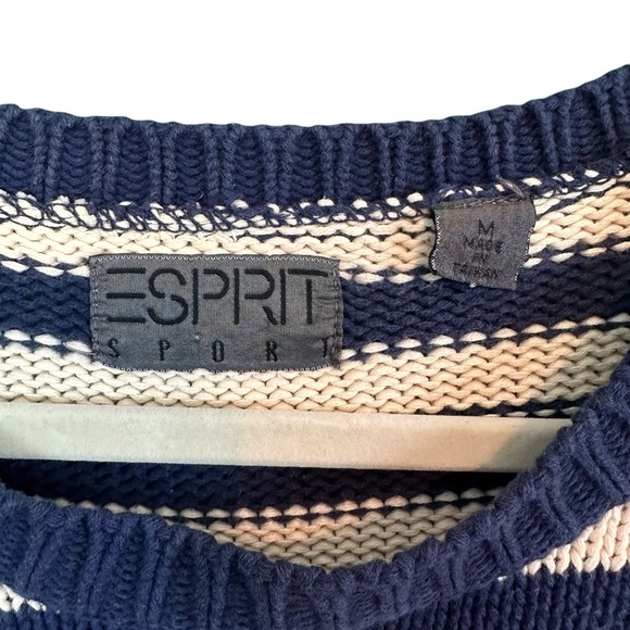 Esprit Sport Vintage 80s 90s Striped‎ Cotton Sweater M Grannycore Coastal Preppy - Picture 7 of 9